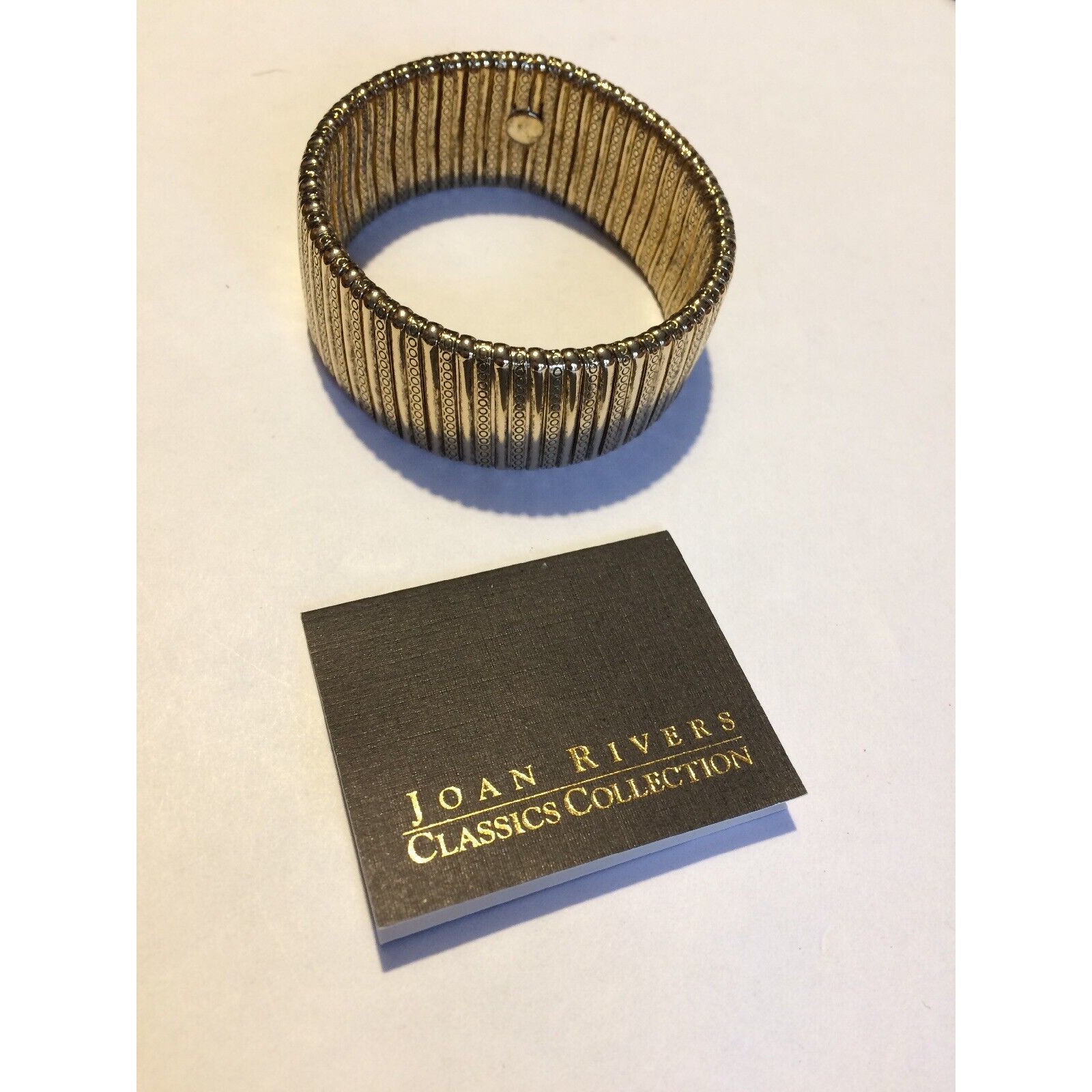 Vintage Joan Rivers Gold Tone Bar Cuff Stretch Bracelet
